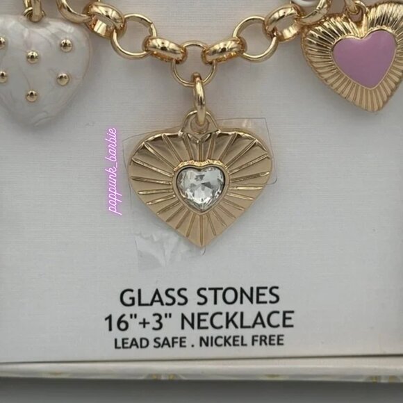 House of Harlow 1960 Gold and Pink Red Charm Necklace NWT - Picture 5 of 14